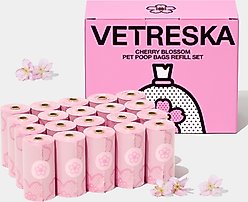 VETRESKA Cherry Blossom Dog Poop Bags Refill Set, 20 count