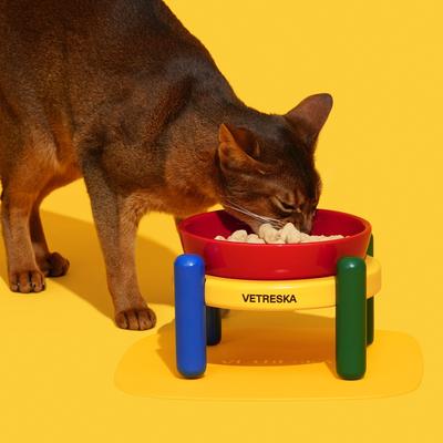 Show full view: VETRESKA Chroma Ceramic Elevated Dog & Cat Bowl & Mat Set, Medium: 30-oz slide 3 of 10