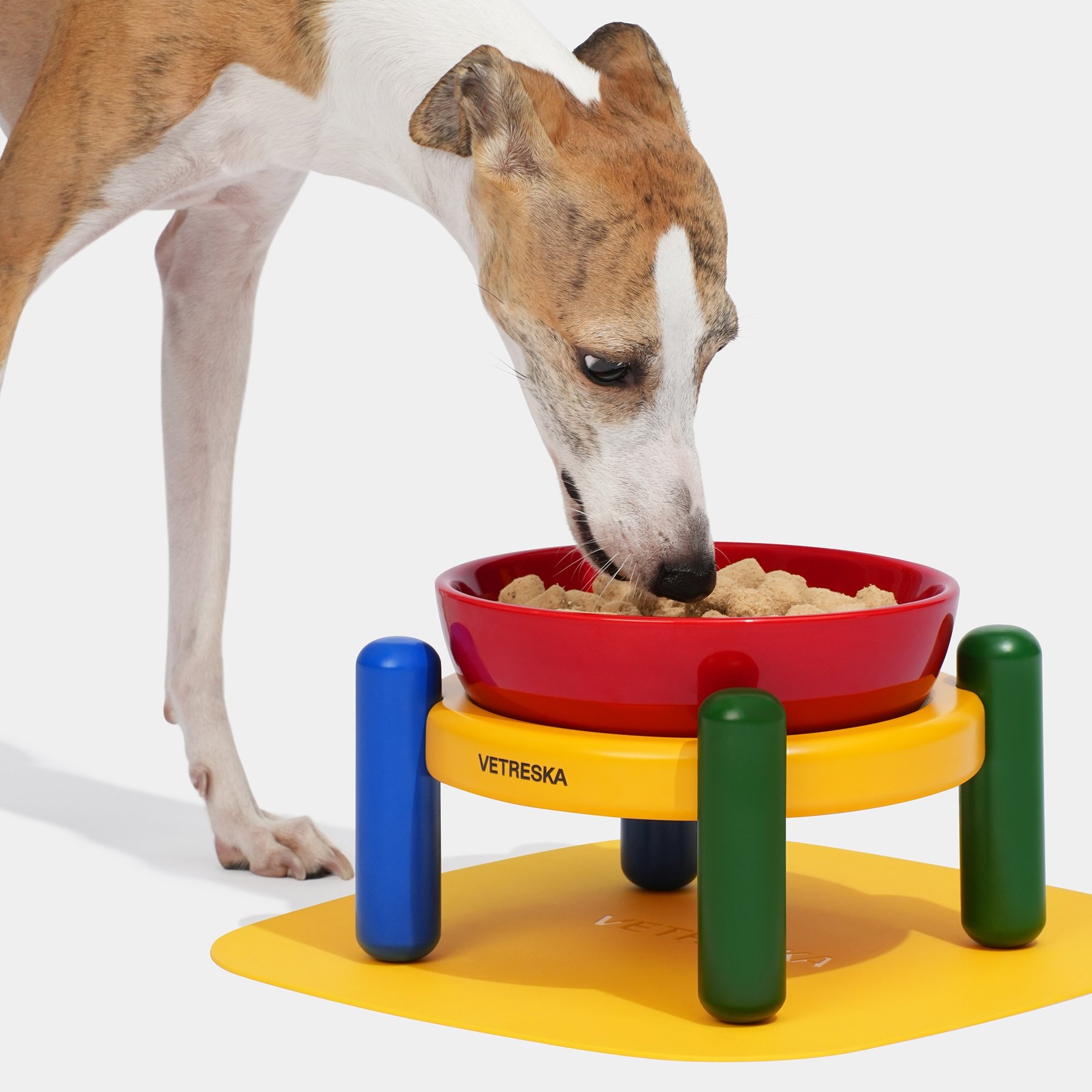 VETRESKA Chroma Ceramic Elevated Dog & Cat Bowl & Mat Set, Small: 15-oz