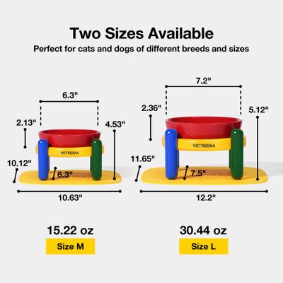 Show full view: VETRESKA Chroma Ceramic Elevated Dog & Cat Bowl & Mat Set, Small: 15-oz slide 9 of 10