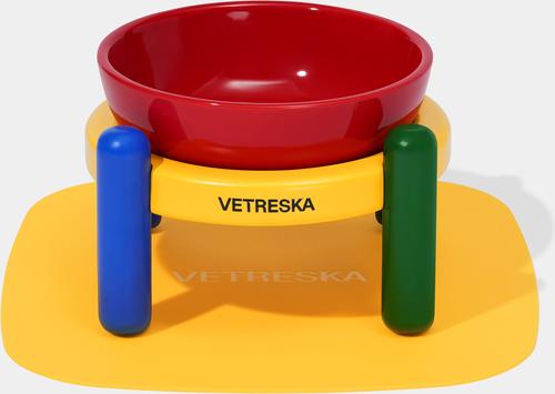 Show full view: VETRESKA Chroma Ceramic Elevated Dog & Cat Bowl & Mat Set, Small: 15-oz slide 2 of 10