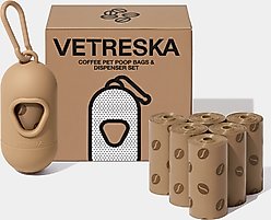 VETRESKA Coffee Dog Poop Bag Dispenser with Bags, 7 count