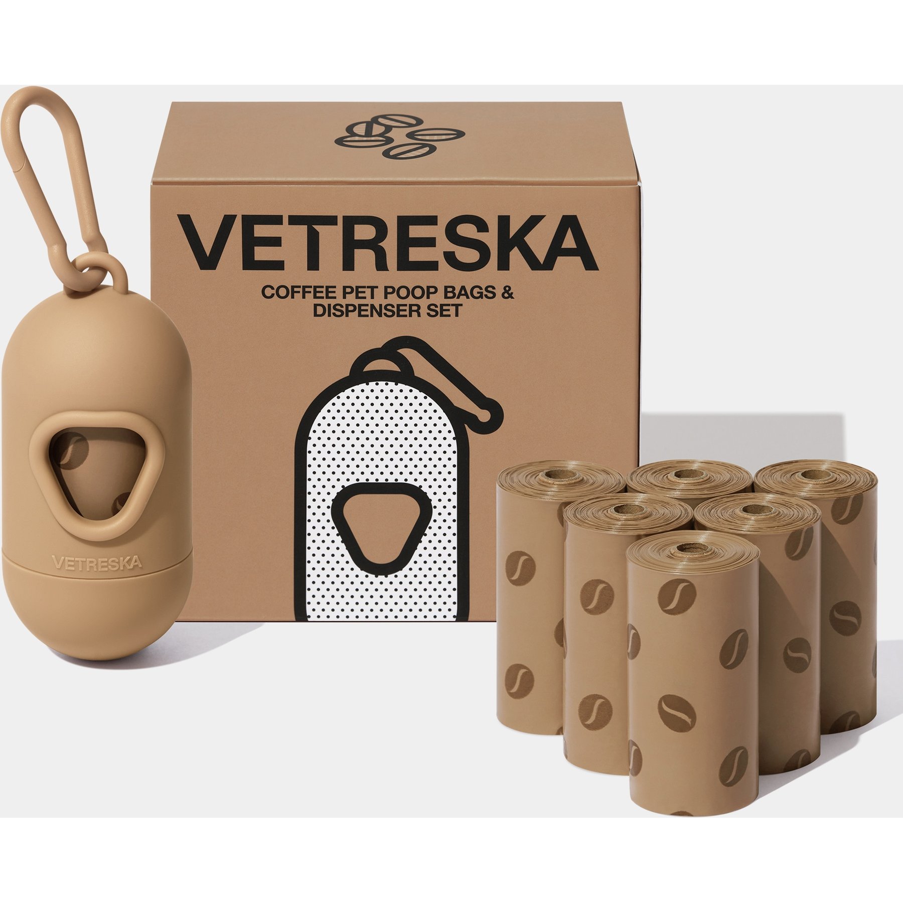 VETRESKA Dog Poop Bag Dispenser with Bags, Coffee Scented, 105 count