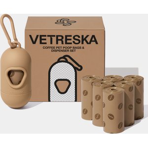 VETRESKA Coffee Dog Poop Bag Dispenser with Bags, 7 count