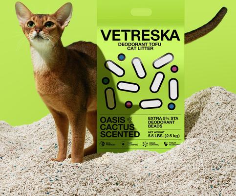 Show full view: VETRESKA Deodorant Oasis Cactus Scented Tofu Cat Litter, 5.5-lb bag slide 3 of 10