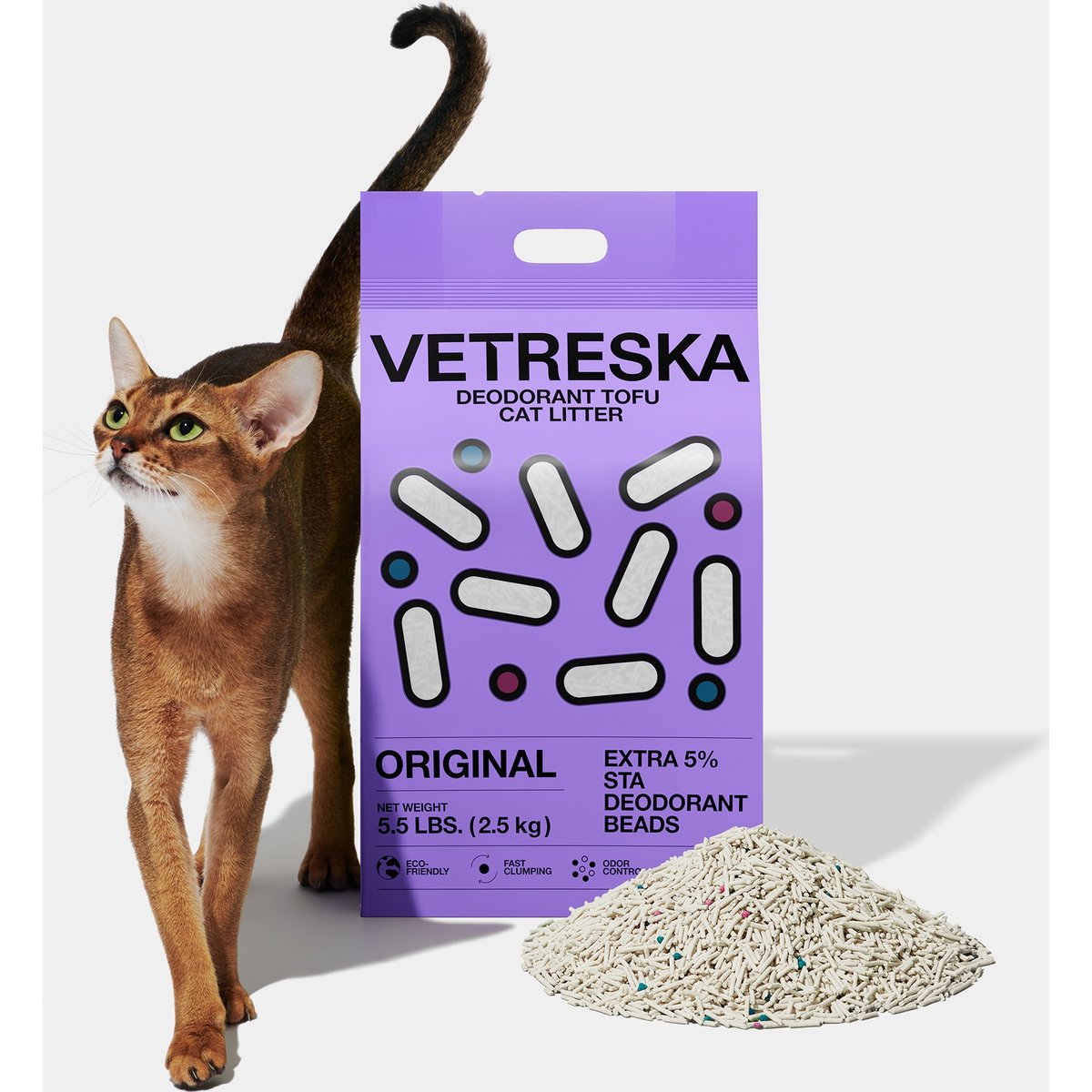 VETRESKA Deodorant Original Tofu Cat Litter, 5.5-lb bag