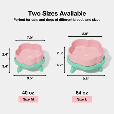 Show full view: VETRESKA Flora Ceramic Elevated Dog & Cat Bowl, Pink/Green, Medium: 40-oz slide 8 of 11