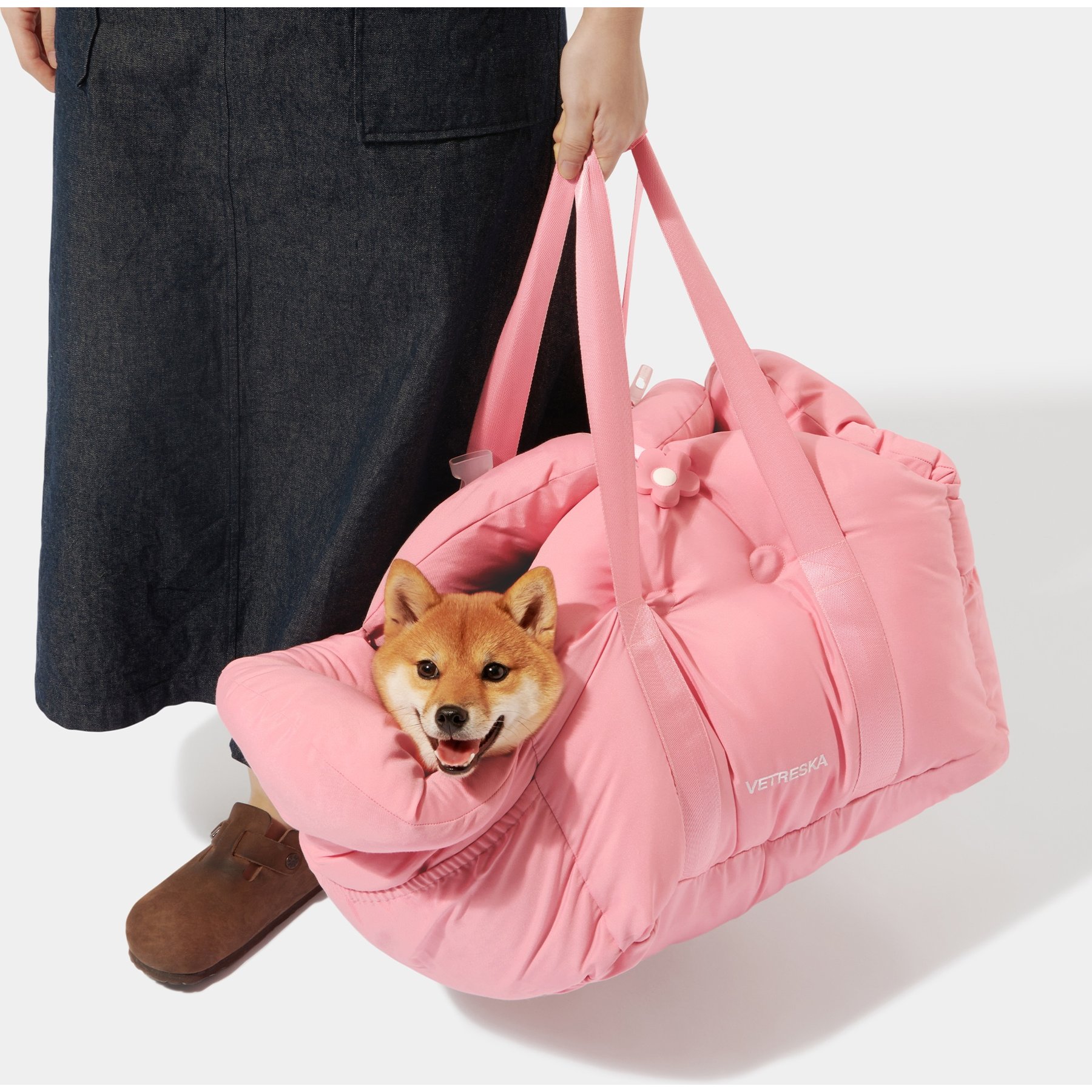 VETRESKA Flora Dog & Cat Carrier Car Booster Seat, Pink