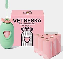 VETRESKA Flora Dog Poop Bag Dispenser with Bags, 7 count