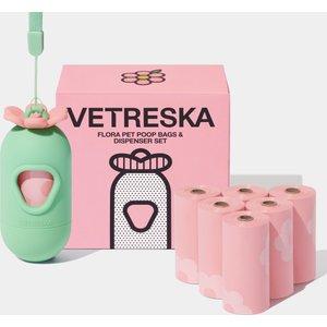 VETRESKA Flora Dog Poop Bag Dispenser with Bags, 7 count