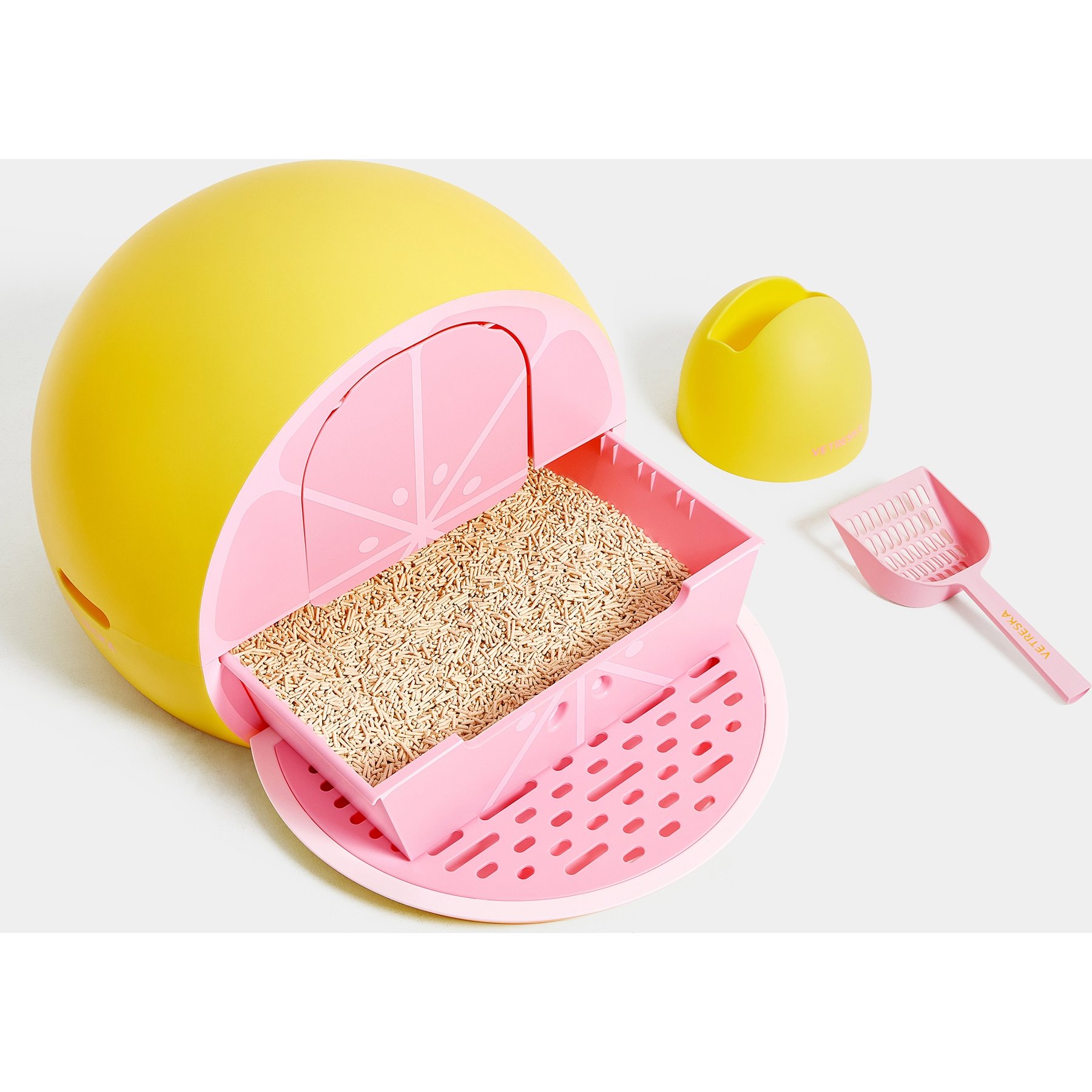 VETRESKA Grapefruit Kitty Kove Cat Litter Box