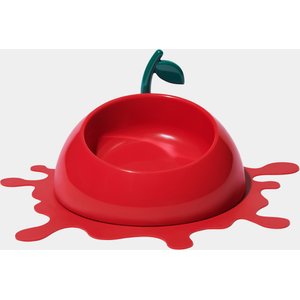 VETRESKA Juicy Cherry Dog & Cat Bowl, Spoon, & Mat Set, Red, Medium: 14-oz