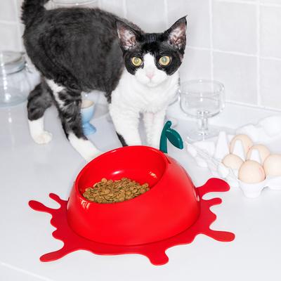 Show full view: VETRESKA Juicy Cherry Dog & Cat Bowl, Spoon, & Mat Set, Red, Medium: 14-oz slide 9 of 9