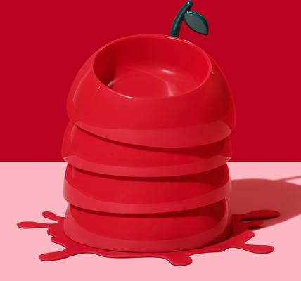 Show full view: VETRESKA Juicy Cherry Dog & Cat Bowl, Spoon, & Mat Set, Red, Medium: 14-oz slide 2 of 9