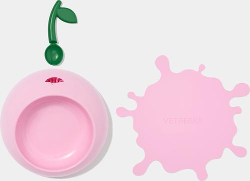 Show full view: VETRESKA Juicy Peach Dog & Cat Bowl, Spoon & Mat Set, Pink, Medium: 14-oz slide 9 of 9