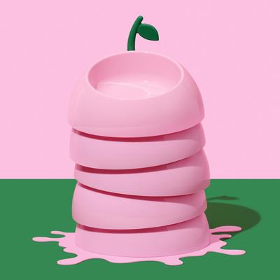 Show full view: VETRESKA Juicy Peach Dog & Cat Bowl, Spoon & Mat Set, Pink, Medium: 14-oz slide 3 of 9