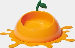 VETRESKA Juicy Tangerine Dog & Cat Bowl, Spoon, & Mat Set, Orange, Medium: 14-oz