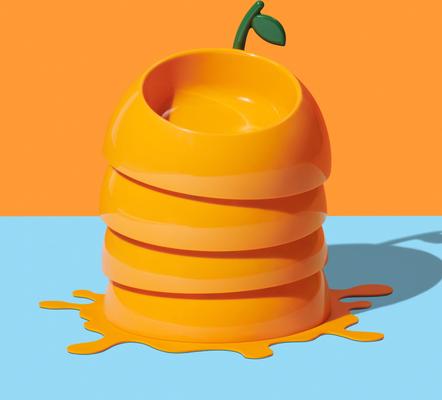 Show full view: VETRESKA Juicy Tangerine Dog & Cat Bowl, Spoon, & Mat Set, Orange, Medium: 14-oz slide 2 of 9