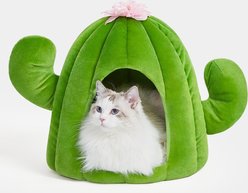 VETRESKA Oasis Cactus Dog & Cat Bed with Removable Cover, Green, Medium