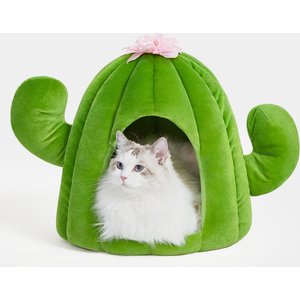 VETRESKA Oasis Cactus Dog & Cat Bed with Removable Cover, Green, Medium