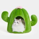 VETRESKA Oasis Cactus Dog & Cat Bed with Removable Cover, Green, Medium