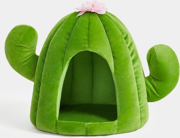 Show full view: VETRESKA Oasis Cactus Dog & Cat Bed with Removable Cover, Green, Medium slide 2 of 9