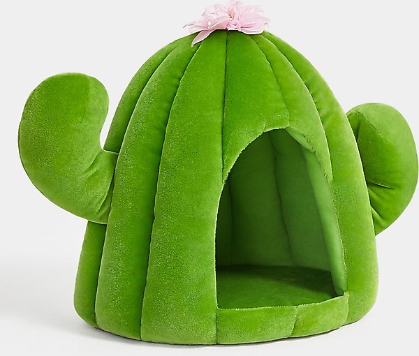 Show full view: VETRESKA Oasis Cactus Dog & Cat Bed with Removable Cover, Green, Medium slide 3 of 9