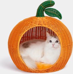 VETRESKA Rattan Cat & Dog Bed, Tangerine