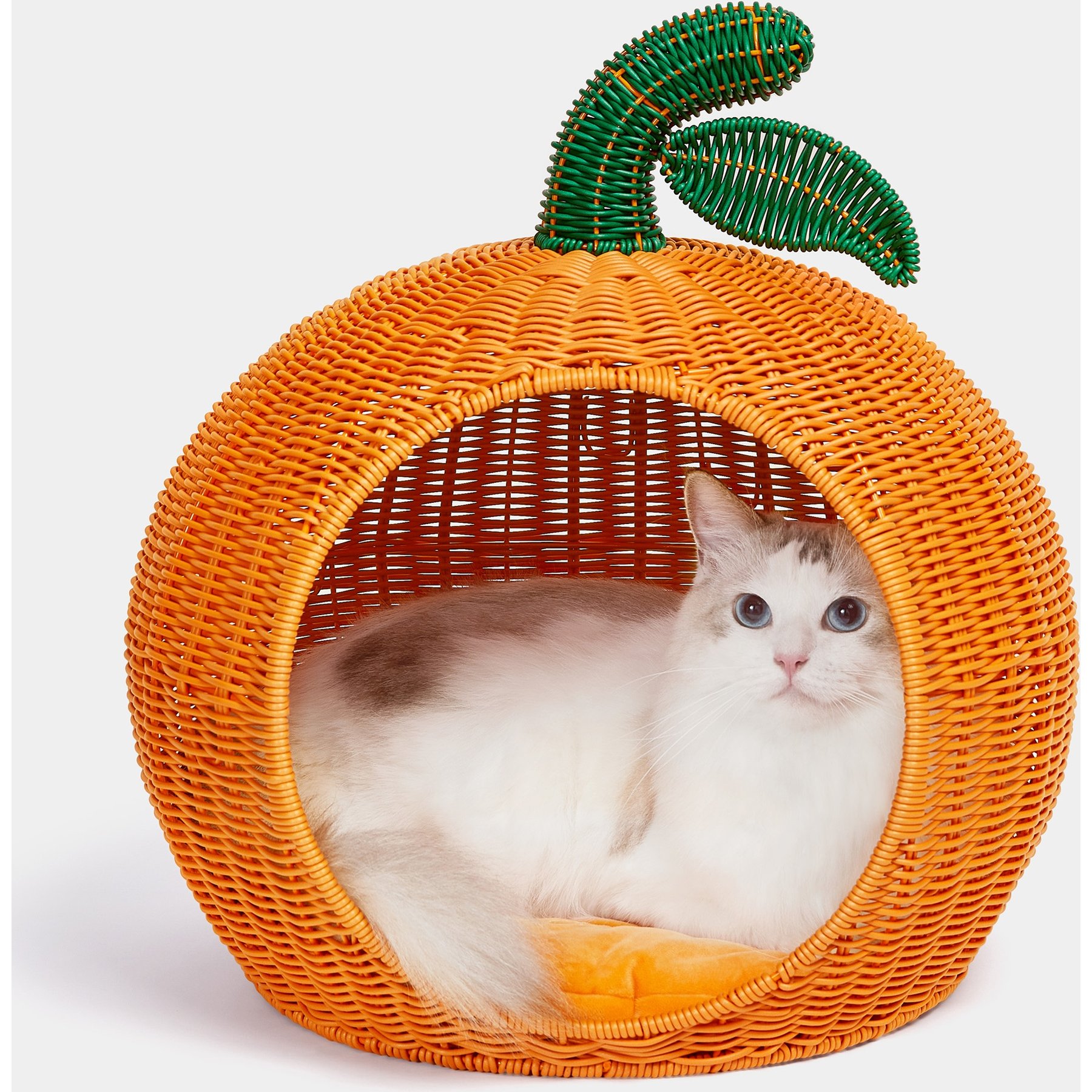 VETRESKA Rattan Cat & Dog Bed, Tangerine