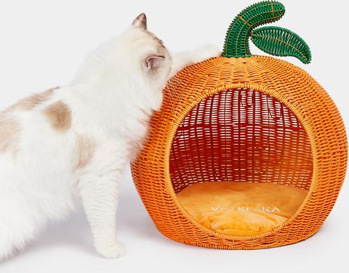 Show full view: VETRESKA Rattan Cat & Dog Bed, Tangerine slide 3 of 8