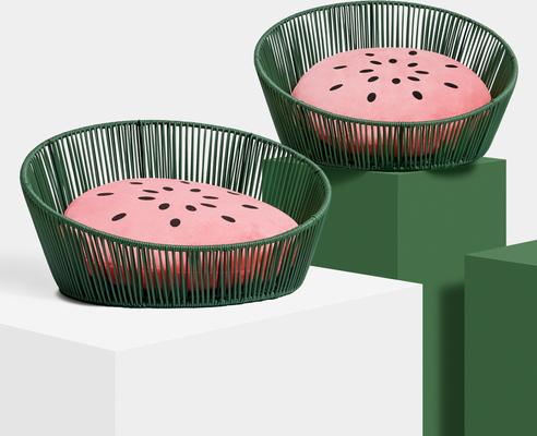 Show full view: VETRESKA Rattan Cat & Dog Bed, Watermelon slide 4 of 9