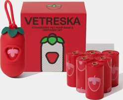 VETRESKA Strawberry Dog Poop Bag Dispenser with Bags, 7 count