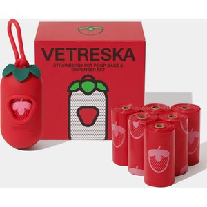 VETRESKA Strawberry Dog Poop Bag Dispenser with Bags, 7 count