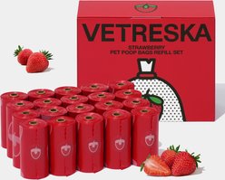 VETRESKA Strawberry Dog Poop Bags Refill Set, 20 count