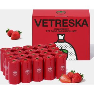 VETRESKA Strawberry Dog Poop Bags Refill Set, 20 count