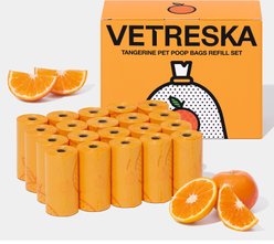 VETRESKA Tangerine Dog Poop Bags Refill Set, 20 count