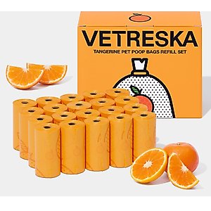 VETRESKA Tangerine Dog Poop Bags Refill Set, 20 count