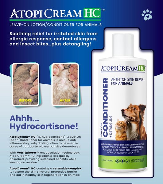 Show full view: VETRIMAX AtopiCream HC Hydrocortisone Leave-On Dog & Cat Conditioner/Lotion, 8-fl oz bottle slide 3 of 7