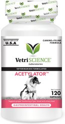 VetriScience Acetylator Capsules Digestive Supplement for Cats & Dogs, 120 count