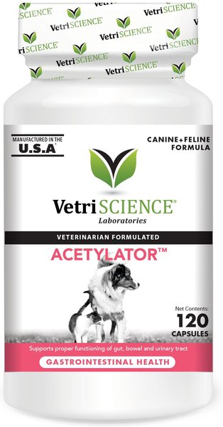 VetriScience Acetylator Capsules Digestive Supplement for Cats & Dogs