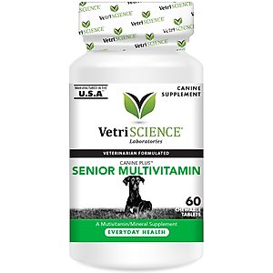 VetriScience Canine Plus Chewable Tablet Multivitamin for Senior Dogs, 60 count