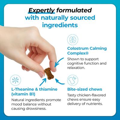 Show full view: VetriScience Composure Calm & Confident Clinically Tested Chicken-Flavored Chews Calming & Anxiety Supplement for Dogs, 120 count slide 4 of 9