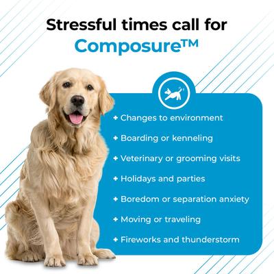 Show full view: VetriScience Composure Calm & Confident Clinically Tested Chicken-Flavored Chews Calming & Anxiety Supplement for Dogs, 120 count slide 5 of 9