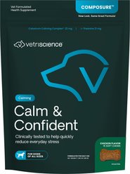 VetriScience Composure Calm & Confident Clinically Tested Chicken-Flavored Chews Calming & Anxiety Supplement for Dogs, 15 count