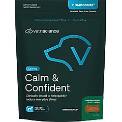 VetriScience Composure Calm & Confident Clinically Tested Chicken-Flavored Chews Calming & Anxiety Supplement for Dogs, 15 count