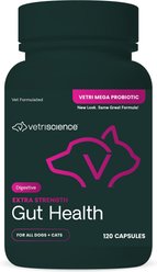 VetriScience Extra Strength Gut Mega Probiotic & Prebiotic Health Easy-Open Capsules Digestive Supplement fo...
