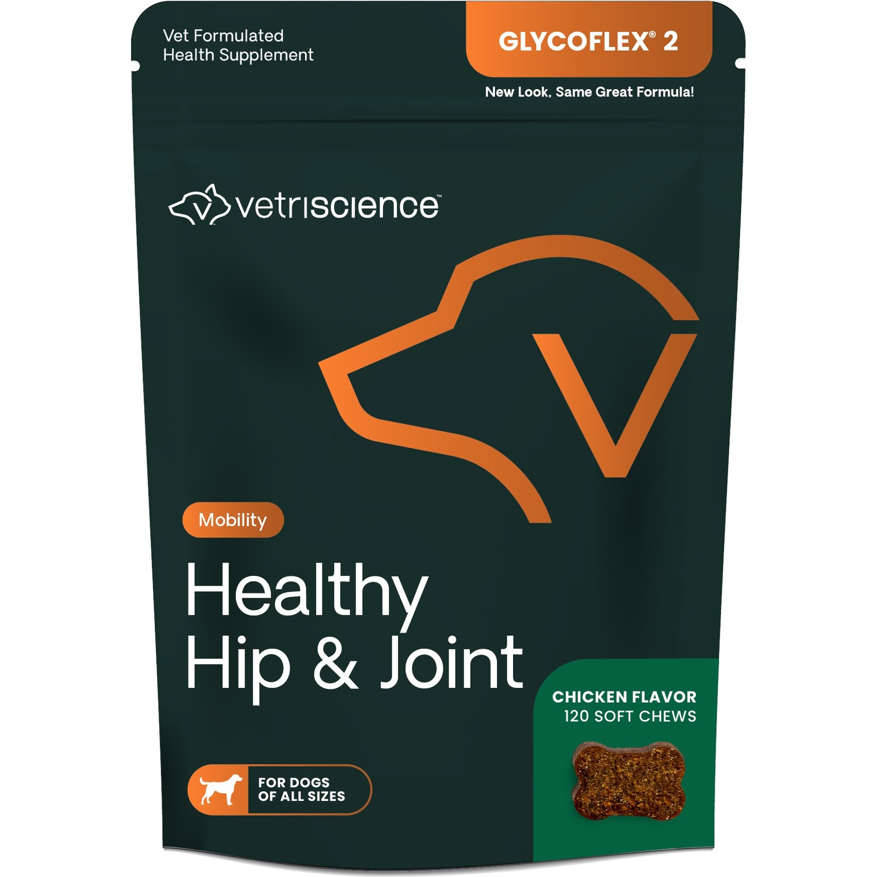 VetriScience GlycoFlex 2 Healthy Hip & Joint Chicken-Flavored Chews with Glucosamine & Green-Lipped Mussel Supplement for Dogs, 240 count bundle