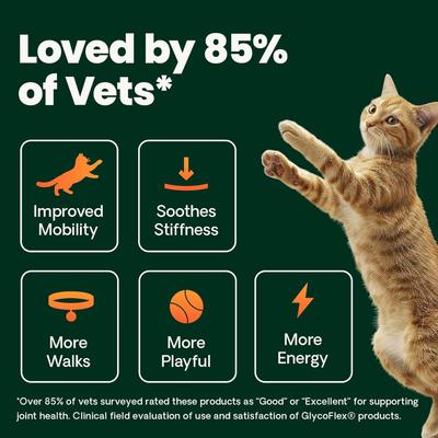 Show full view: VetriScience GlycoFlex 3 Extra Strength Healthy Hip & Joint Chicken Flavored Chews with Glucosamine & Green-Lipped Mussel Supplement for Cats, 60 count slide 8 of 11