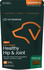 VetriScience GlycoFlex 3 Extra Strength Healthy Hip & Joint Chicken-Flavored Chews with Glucosamine & Green-Lipped Mussel Supplement for Dogs, 120 count