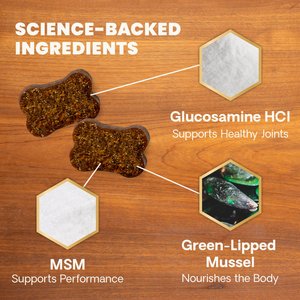VetriScience GlycoFlex 3 Extra Strength Healthy Hip & Joint Chicken-Flavored Chews with Glucosamine & Green-Lipped Mussel Supplement for Dogs, 120 count
